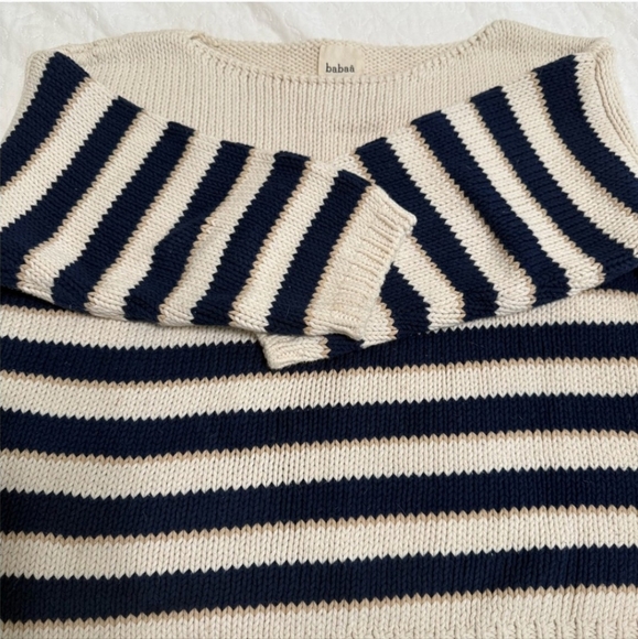 Babaa No.3 Cream and Navy Striped Sweater - Picture 3 of 7
